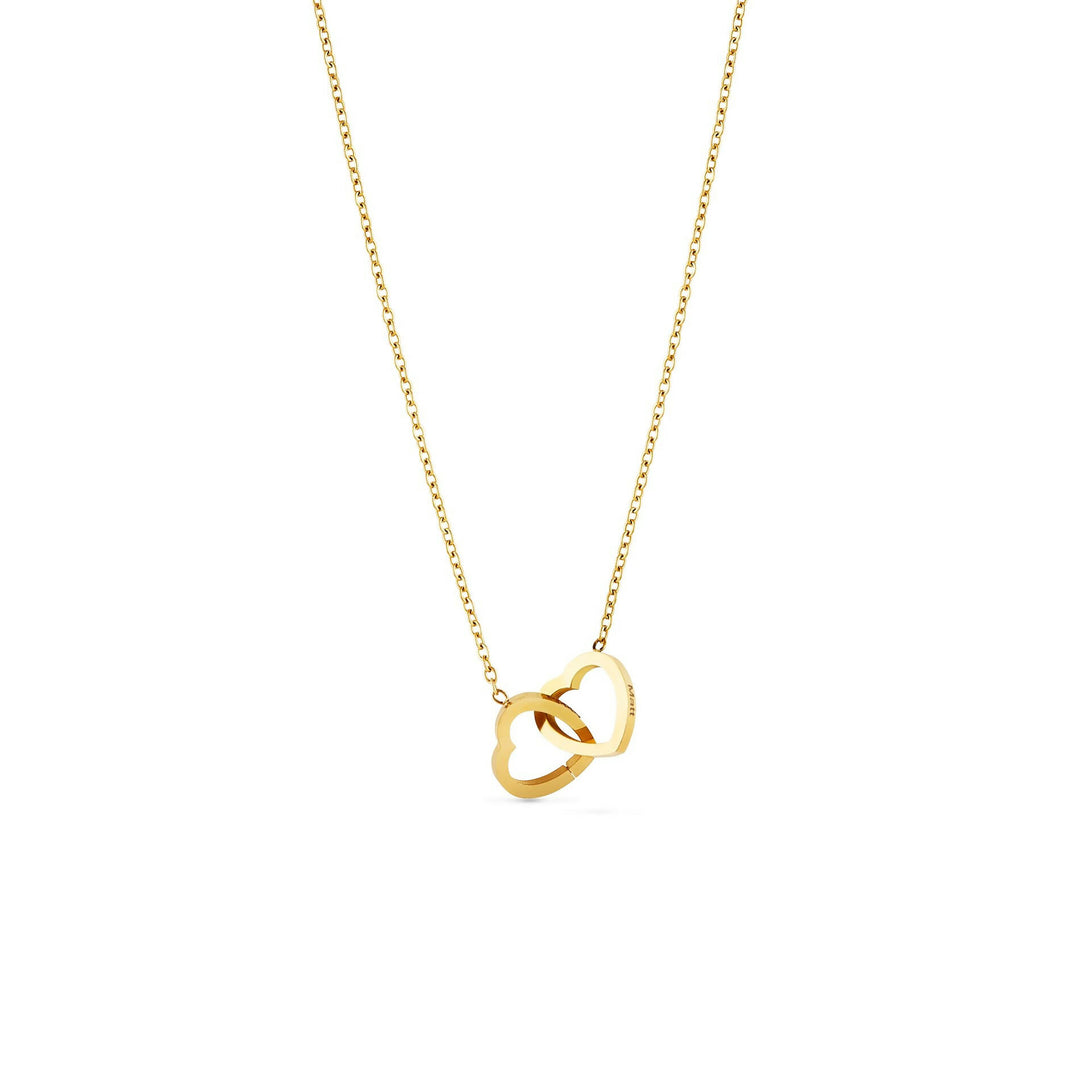 Custom Stainless Steel Double Heart Engraved Name Necklace for Valentine's Day Gift-Gold- on Lucasgift