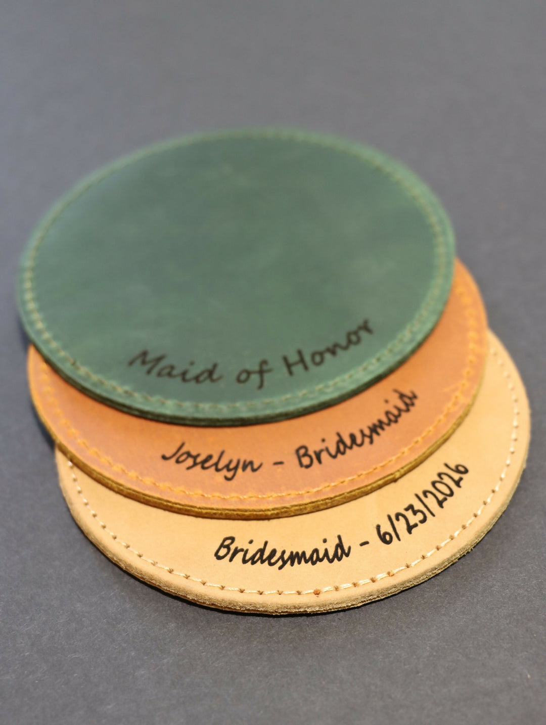 Pack of 8 LEATHER WEDDING COASTERS for Guests, Bridesmaid and Groomsman- on Lucasgift
