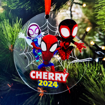 Personalized Spidey and His Amazing Friends, Custom Name Spidey Christmas Ornament- on Lucasgift