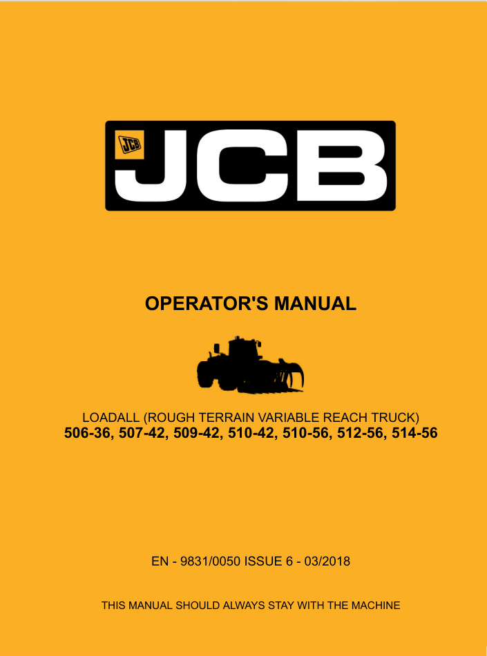 JCB 506-36 507-42 509-42 510-42 510-56 Loadall Operator Manual 9831-0050- on Lucasgift