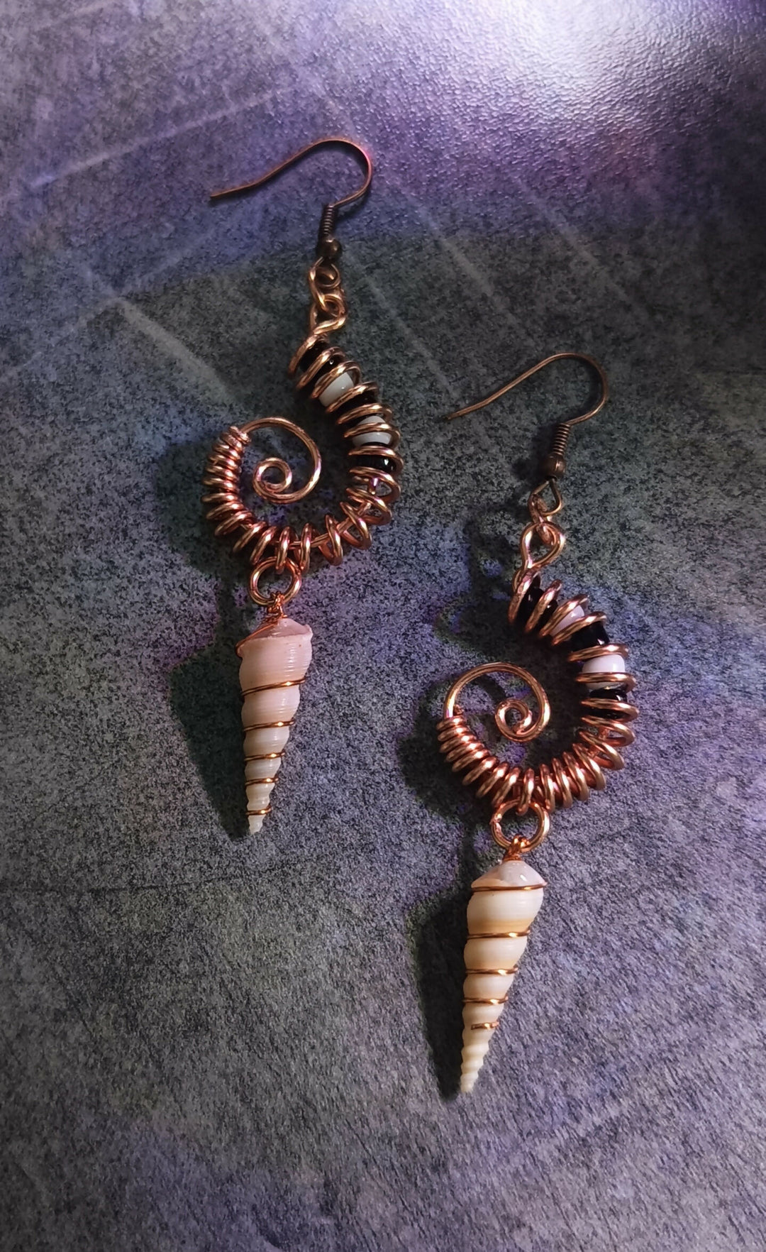 Spiral Sea Earrings – Copper & Shell Handmade Jewelry- on Lucasgift