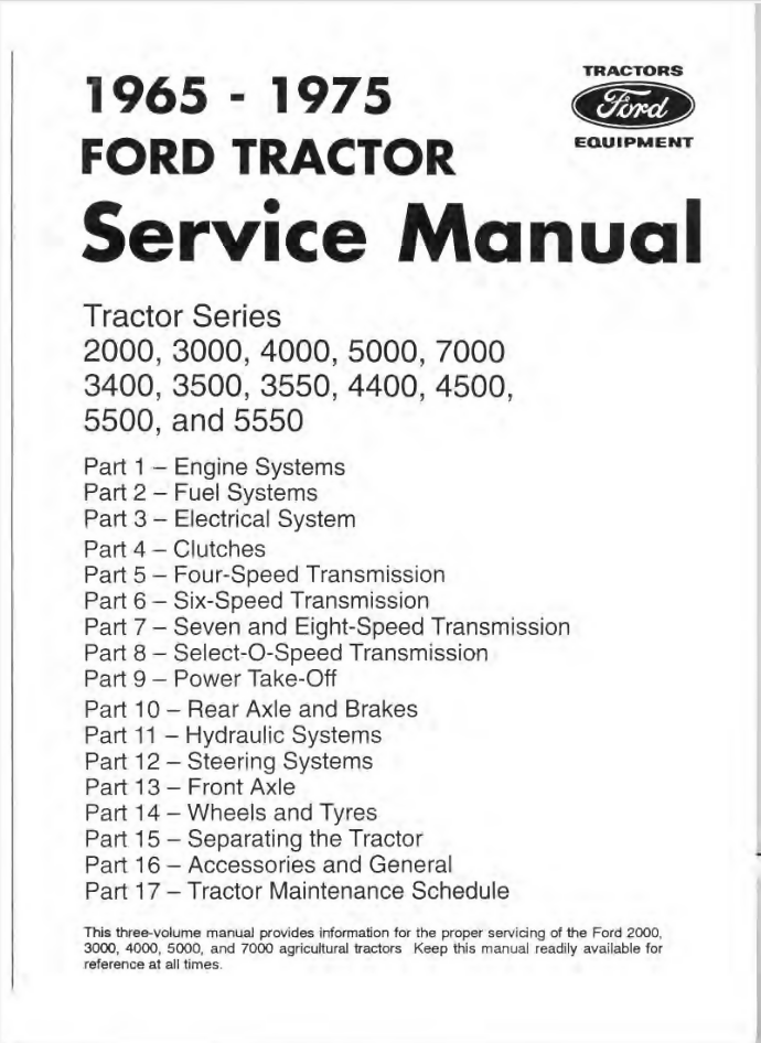 FORD 2000 3000 4000 500 7000 3400 3500 TRACTOR MANUAL SERVICE SHOP REPAIR- on Lucasgift