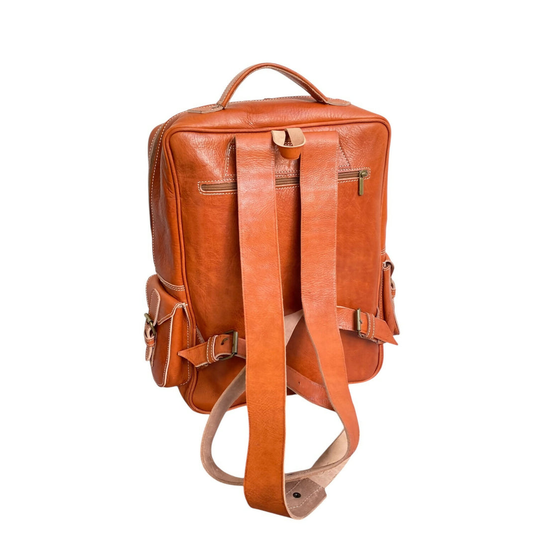 Traditional Berber Style Real Leather Rucksack - Handmade Morocco Travel Bag- on Lucasgift