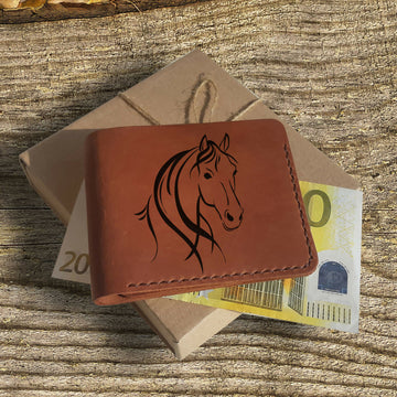 Engraved Wallet. Customized Real Leather Bifold Wallet for Men. Horse Owner Gift. Gift Horse Lover Gift. Horse Wallet. Equestrian Gift- on Lucasgift