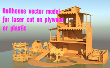 Dollhouse vector model for laser cut on plywood or plastic- on Lucasgift