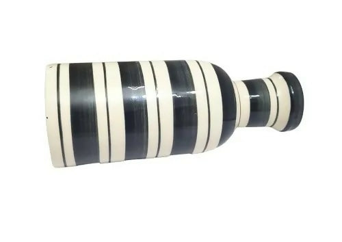 Handcrafted Indian Black & White Striped Ceramic Vase- on Lucasgift
