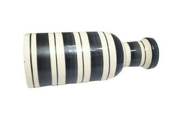 Handcrafted Indian Black & White Striped Ceramic Vase- on Lucasgift