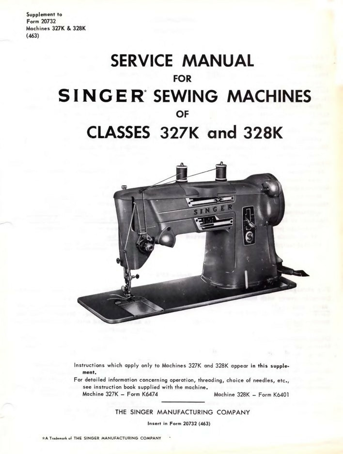 Singer 328K & 327K Service Repair Manual Parts List