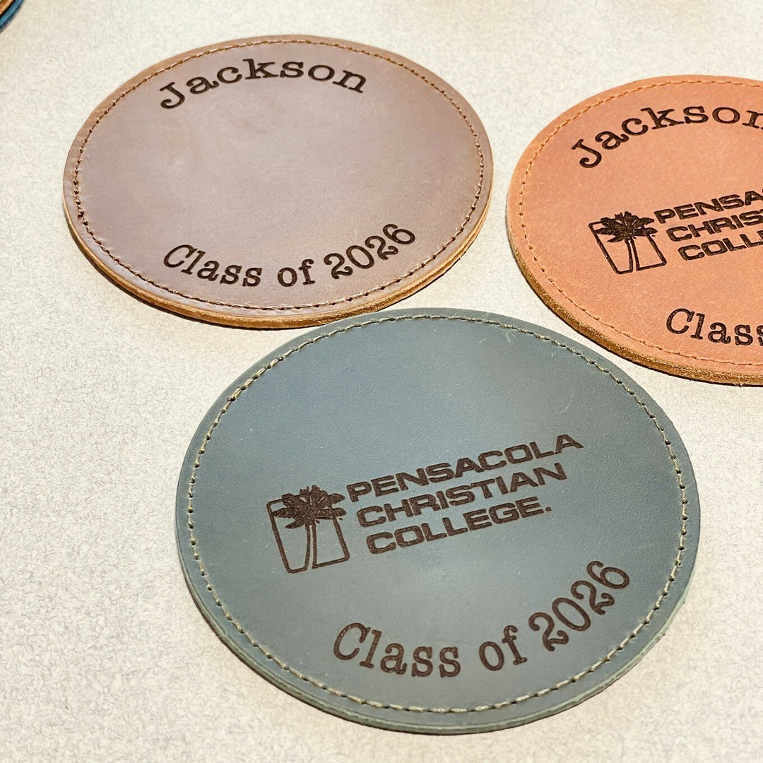 Set of 100 BULK COASTERS, Personalized LEATHER Coaster