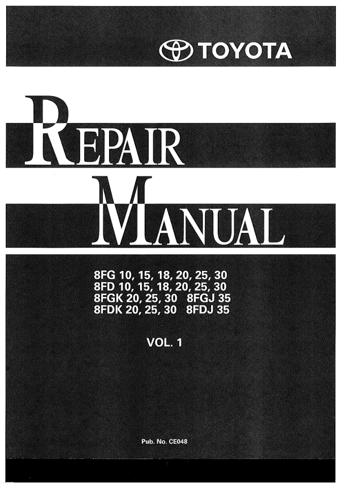 TOYOTA 8FG10 15 18 20 25 30 FORKLIFT SERVICE REPAIR SHOP MANUAL- on Lucasgift