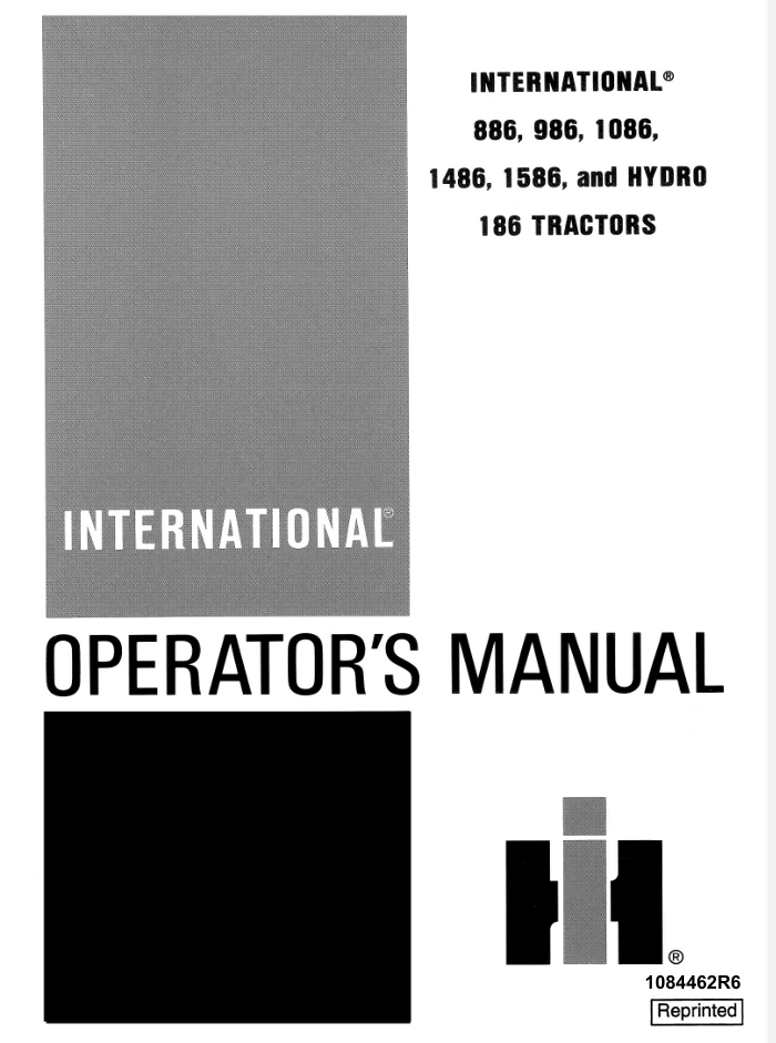 CASE INTERNATIONAL 886 986 1086 1486 1586 TRACTOR OPERATORS MANUAL- on Lucasgift