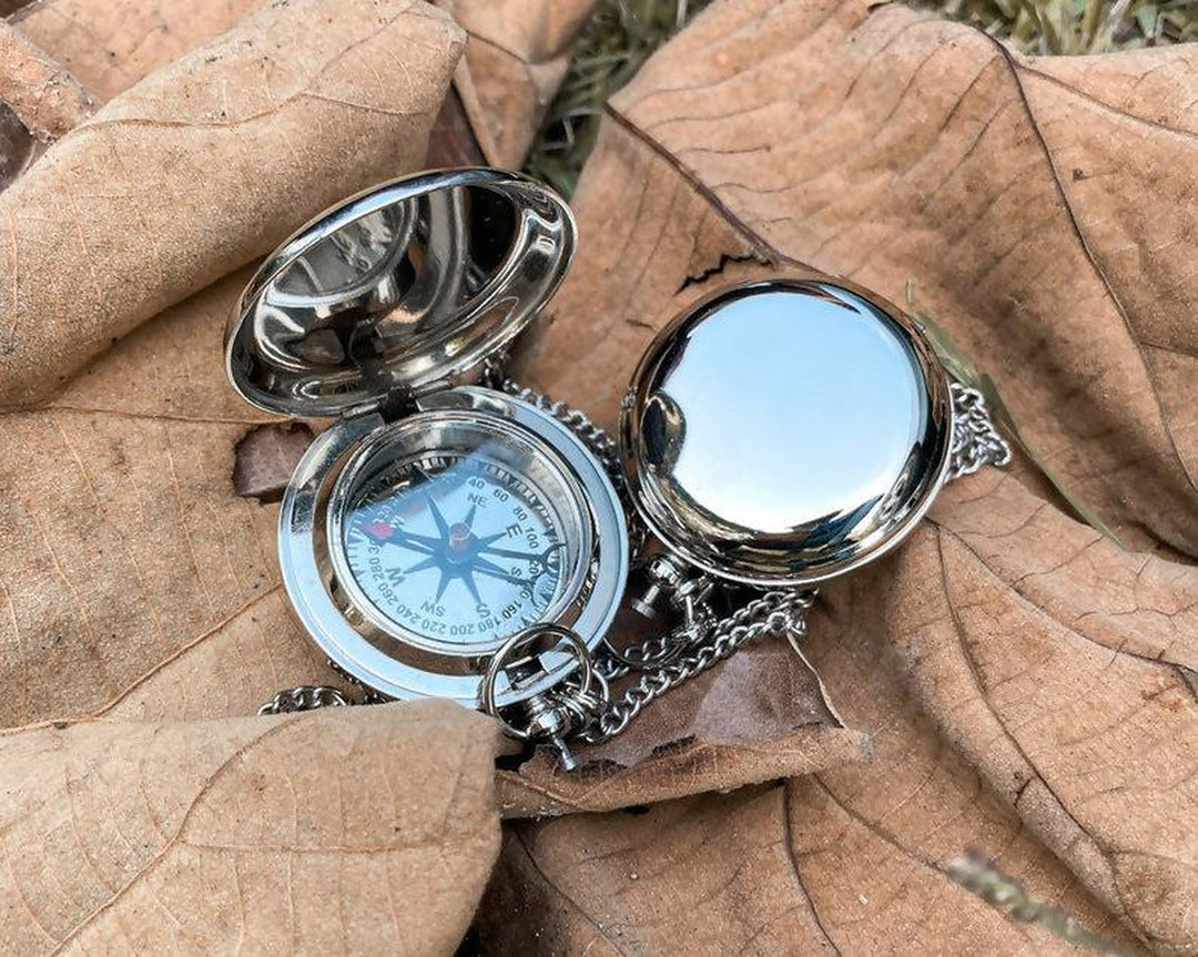 Engraved Compass, Personalized Compass, Antique Compass, Custom Silver Compass, Groomsmen Gift, Gift for him, Wedding Gift, Christmas Gift- on Lucasgift