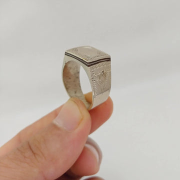 Tuareg Ring Brass Ebony Moroccan Jewelry Berber Handmade African Vintage, Tribal Ethnic-8 1/2 US-metal on Lucasgift