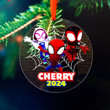 Personalized Spidey and His Amazing Friends, Custom Name Spidey Christmas Ornament- on Lucasgift
