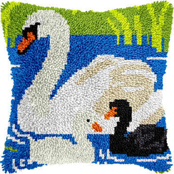 Pillow Cushion Cover Latch Hooking Downloadable Pattern | Swan Family-Download Digital Pattern Only- on Lucasgift