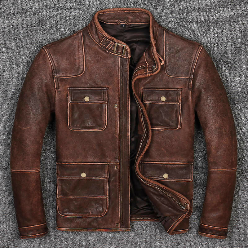 Genuine Handmade Brown Leather Jacket – Premium Quality Outerwear