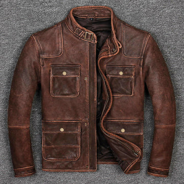 Genuine Handmade Brown Leather Jacket – Premium Quality Outerwear