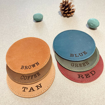 Set of 100 BULK COASTERS, Personalized LEATHER Coaster