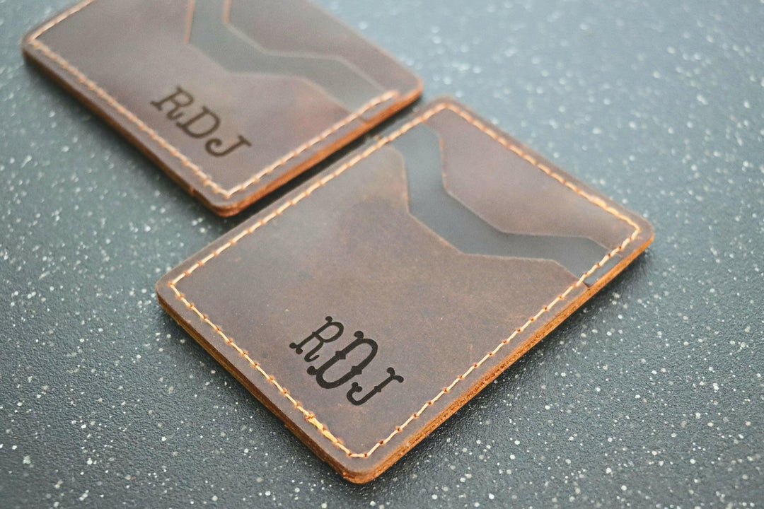 Minimalist Wallet Personalized Card Holder Ultra Slim Wallet Men's Wallet Women's Wallet, Brown- on Lucasgift