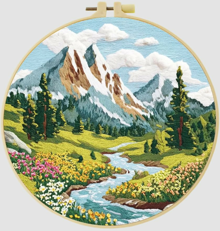 Cross Stitch Kits for Beginners |Mountain (20cm with frame)- on Lucasgift