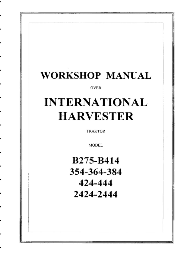 IH B275 B414 354 364 384 424 444 2424 2444 WORKSHOP MANUAL- on Lucasgift