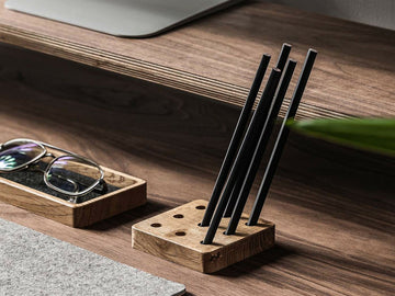 Wooden Pen Stand, Minimalist Handmade Pen and Pencil Holder For Desk, Teacher Appreciation Gift- on Lucasgift