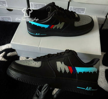 Custom BMW Black Drip AF1 Sneakers, Hand Painted Personalized Shoes