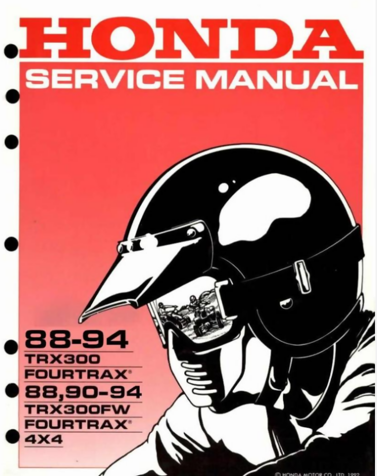 Honda TRX300 TRX300fw Fourtrax Shop Service Manual 88-94- on Lucasgift
