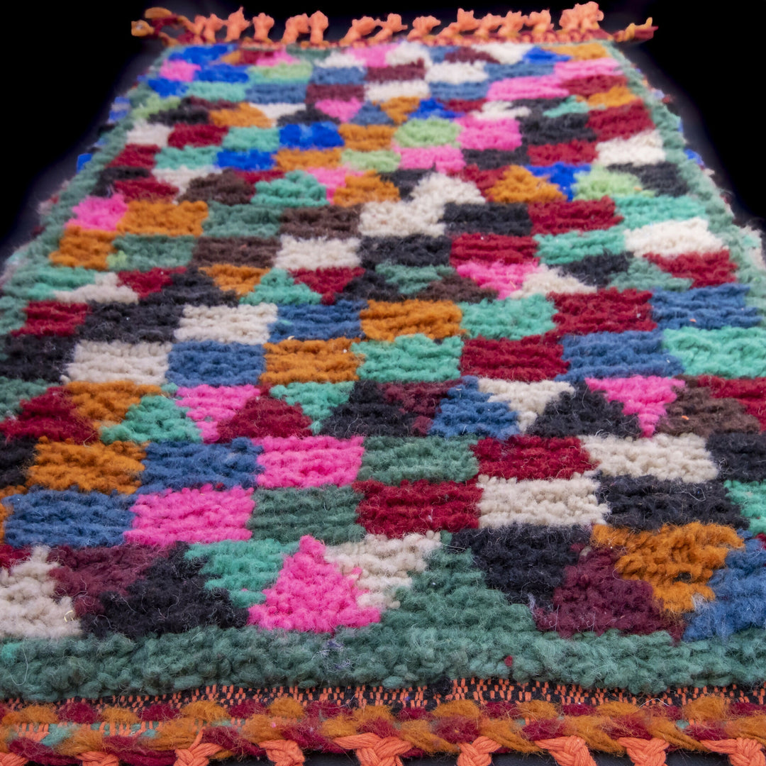 Handwoven Wool Small Moroccan Rug - Berber Rug 2x3 ft - Striped Multicolor Boho Accent Rug- on Lucasgift