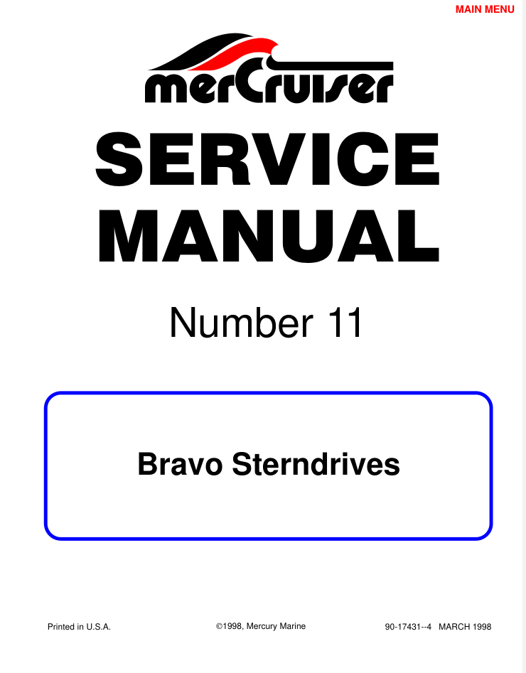 Mercury MerCruiser Bravo Sterndrives Transom Service Manual #11 Repair- on Lucasgift