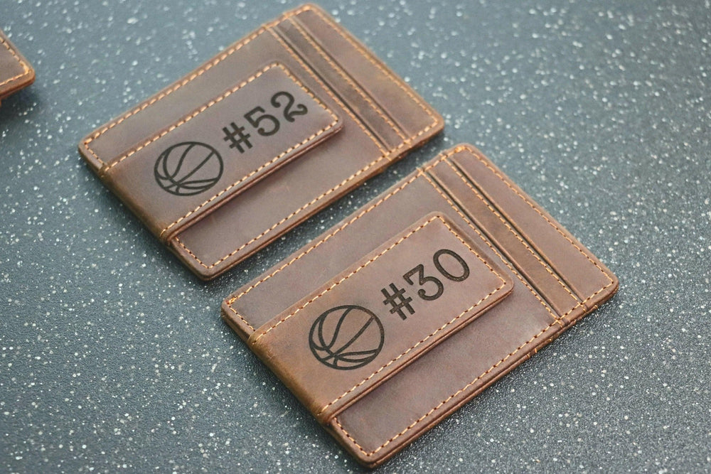 BASKETBALL Personalized Wallet / Magnet Wallet / Teen Wallet / Name Wallet - LEATHER WALLET- on Lucasgift