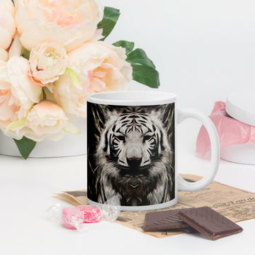 Guardian of Quiet Strength – Stylized White Tiger Mug
