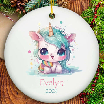 Unicorn Ornament - Ceramic-One Side Printing- on Lucasgift