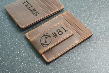 FOOTBALL Personalized Wallet / Magnet Wallet / Teen Wallet / Name Wallet - LEATHER WALLET- on Lucasgift