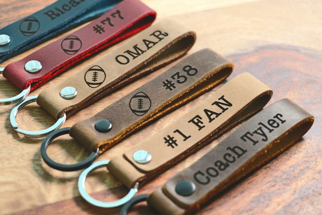 SLIM Football Keychain, Football Team Gifts, Football Senior Night Gifts, Personalized Football Gifts, Key Ring, End of Season, Football Banquet- on Lucasgift