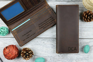 Personalized Men's Long Leather Wallet , Real Leather, Same Day Shipping, Free Shipping US- on Lucasgift