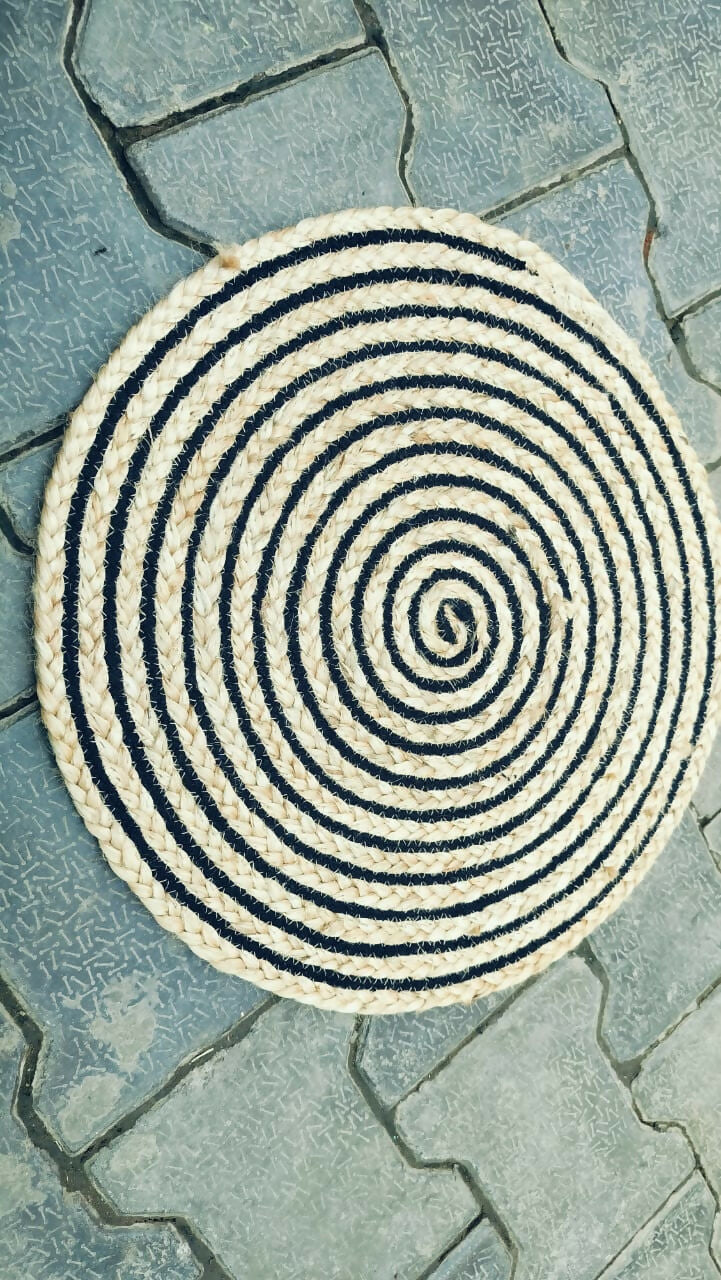 Sonia Artisan Collections | Handmade Spiral Round Jute Rug | Dual-Tone Natural Fiber | Cozy Boho Decor- on Lucasgift