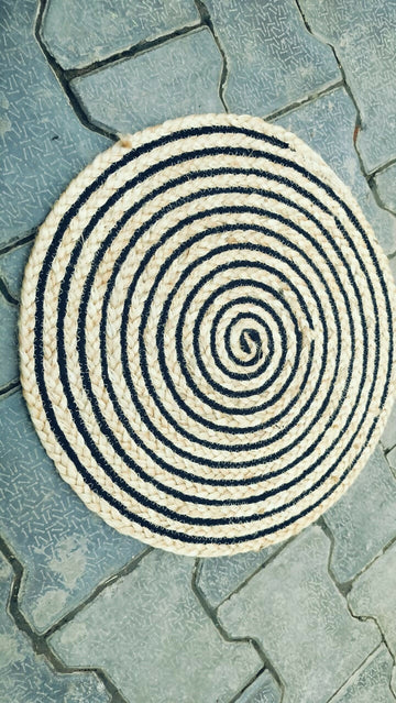 Sonia Artisan Collections | Handmade Spiral Round Jute Rug | Dual-Tone Natural Fiber | Cozy Boho Decor- on Lucasgift