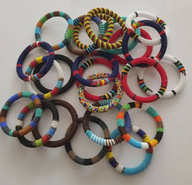 5pcs of Beaded Zulu bracelets African bracelets maasai bracelet gift for her women bracelets Maasai bangles- on Lucasgift