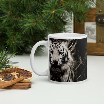 Guardian of Quiet Strength – Stylized White Tiger Mug