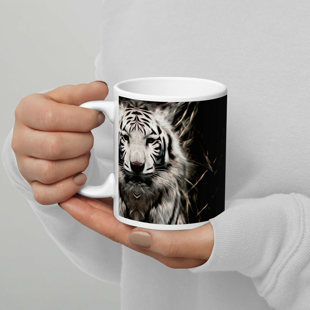 Guardian of Quiet Strength – Stylized White Tiger Mug