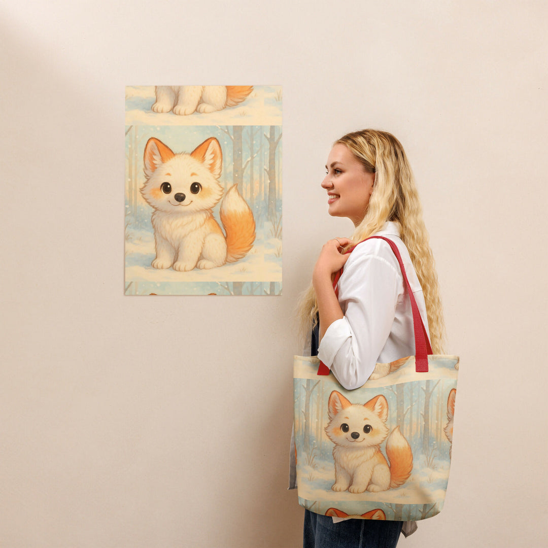 Snowy Pup Adventure – Whimsical Fox Tote- on Lucasgift