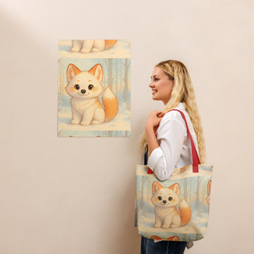 Snowy Pup Adventure – Whimsical Fox Tote- on Lucasgift