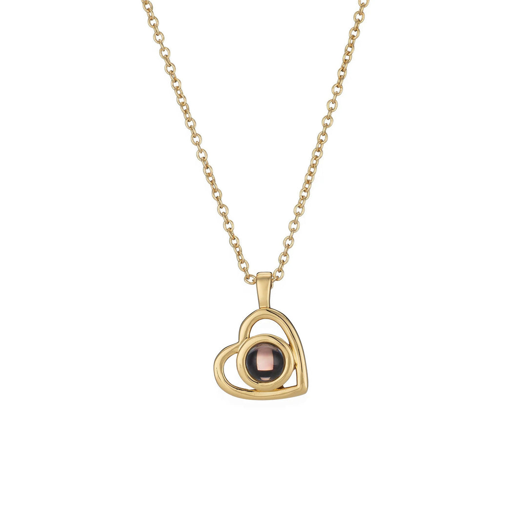 Personalized Stainless Steel Heart Shape Photo Projection Necklace Custom Picture Necklace Fashion Trend Couple Jewelry-Gold- on Lucasgift