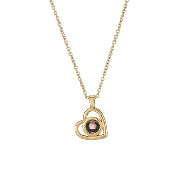 Personalized Stainless Steel Heart Shape Photo Projection Necklace Custom Picture Necklace Fashion Trend Couple Jewelry-Gold- on Lucasgift