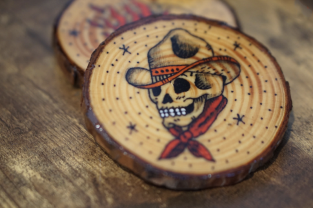 COWBOY SKULL WOODEN COASTERS- on Lucasgift