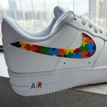Custom Autism Awareness Air Force 1 – Hand-Painted Puzzle Sneakers