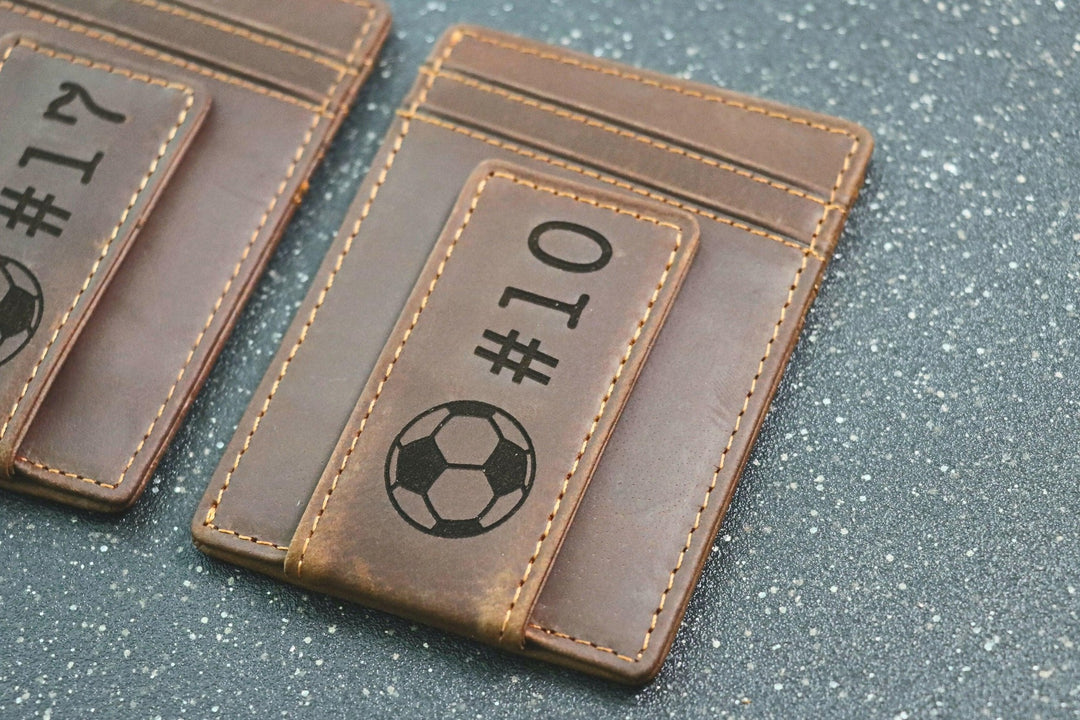 SOCCER Personalized Wallet / Magnet Wallet / Teen Wallet / Name Wallet - LEATHER WALLET- on Lucasgift