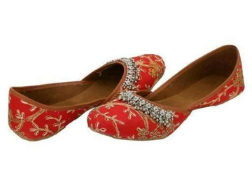 Red Embroidered Ghungroo Jutti: Rajasthani Khussa, Indian Mojari- on Lucasgift