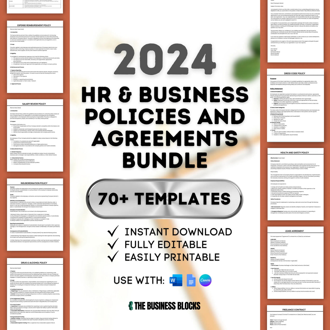Human Resources Policies and Agreements Templates HR Policy Templates Employment Policy Templates Workplace Agreements Employment Contracts- on Lucasgift